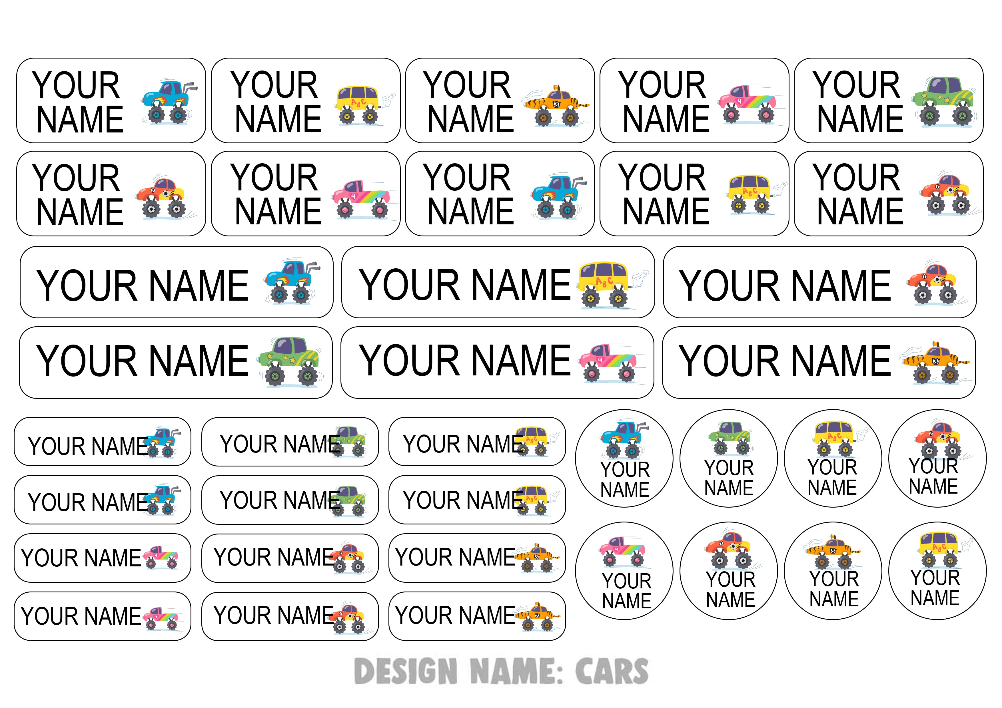 Assorted name stickers
